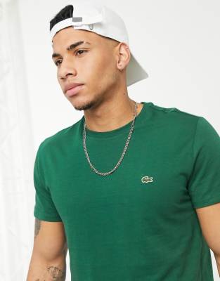 Lacoste logo pima cotton t-shirt in dark green | ASOS