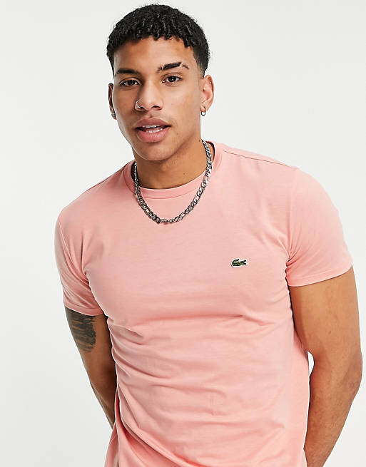 Lacoste logo Pima cotton T-shirt in light pink | ASOS