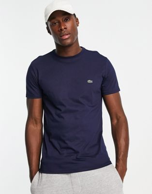 Lacoste logo pima cotton t-shirt in navy - ASOS Price Checker