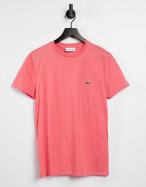 Lacoste logo pima cotton t-shirt in pink