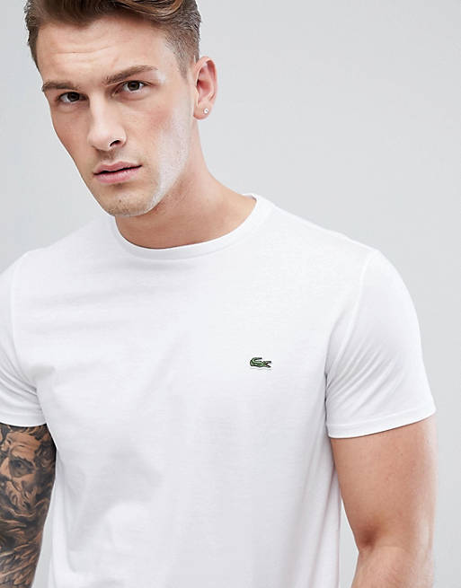 Lacoste logo pima cotton t-shirt in white