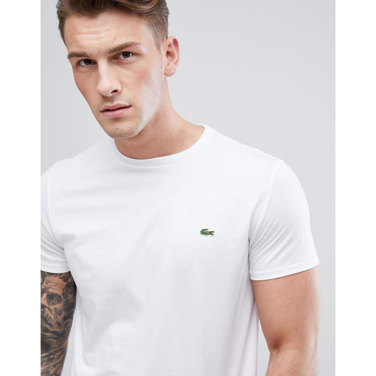 Lacoste logo pima cotton t shirt in white ASOS