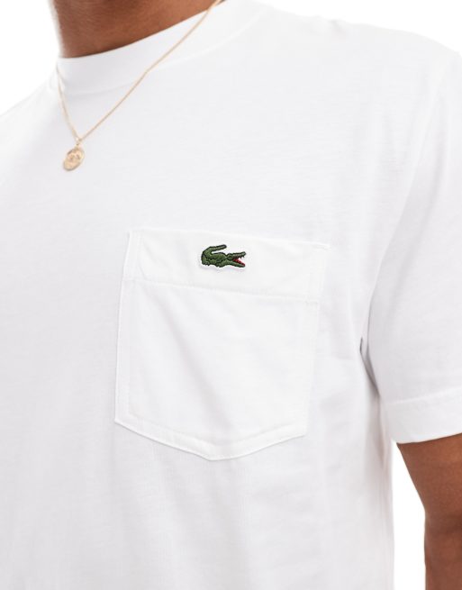 Lacoste logo pocket t shirt in white