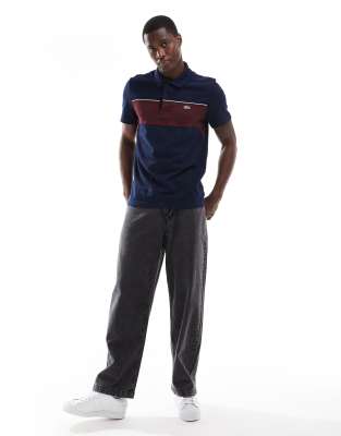 Lacoste Lacoste logo polo in colour block-Navy