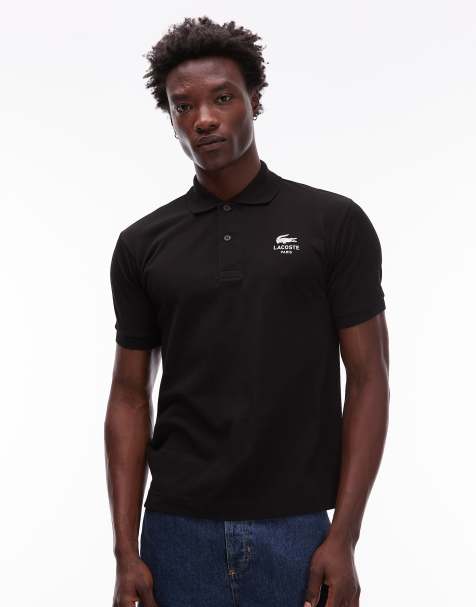 Lacoste logo polo shirt in black