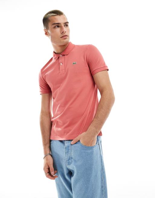 Lacoste logo polo shirt in salmon pink ASOS