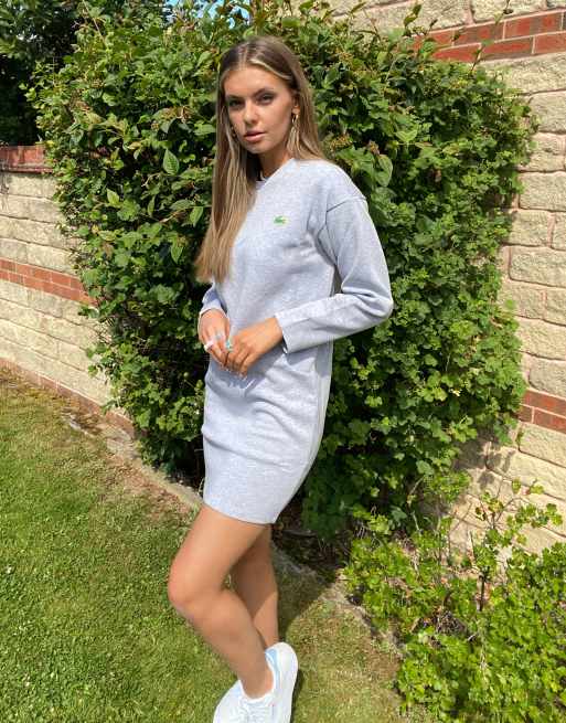 Lacoste logo sweat dress in gray