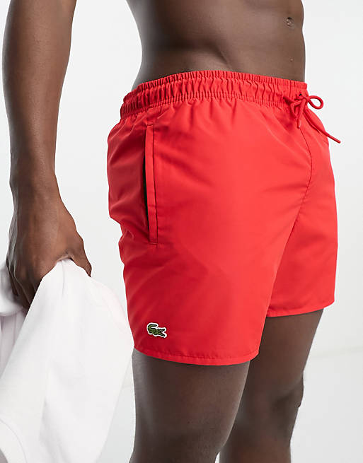 Lacoste logo swim shorts in red | ASOS