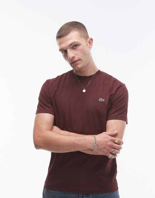 Lacoste logo t shirt in burgundy ASOS