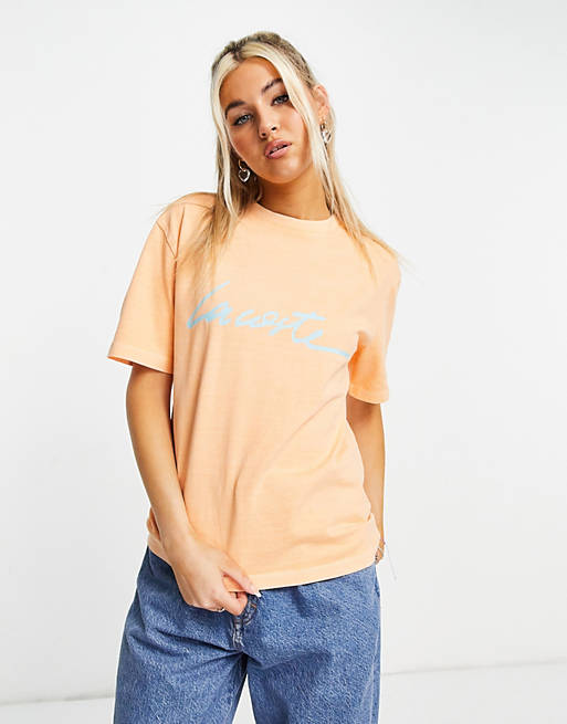 Women Lacoste logo t-shirt in peach 