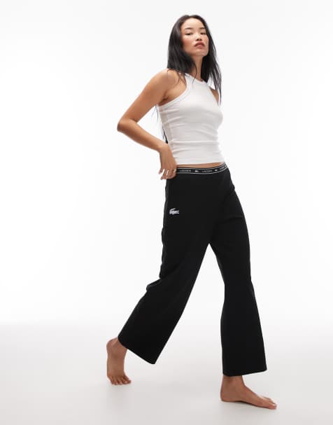 Lacoste logo waist bad lounge pants in black - view 1