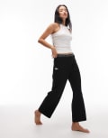 [Lacoste] Lacoste logo waistband lounge pants in black XS Black/white