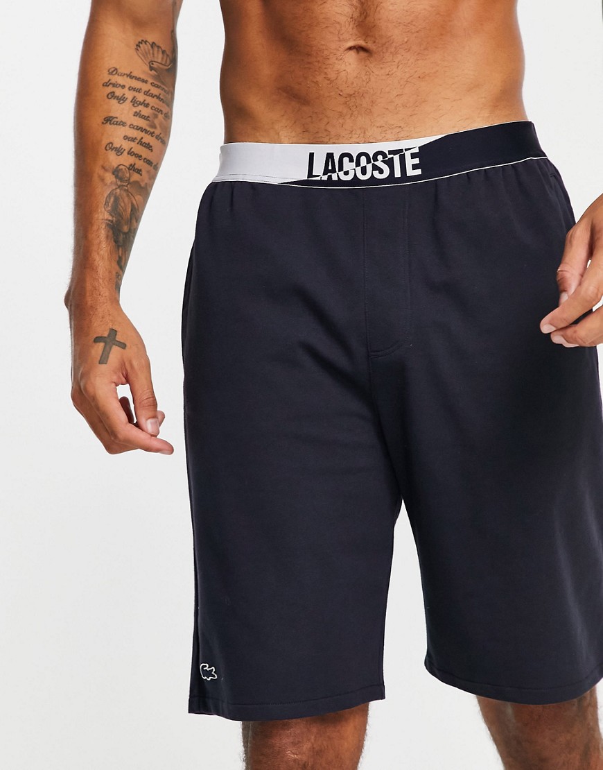 Lacoste logo waistband lounge shorts in navy