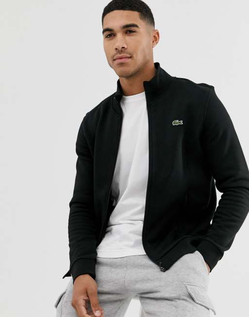 Lacoste logo zip through sweat in black | ASOS