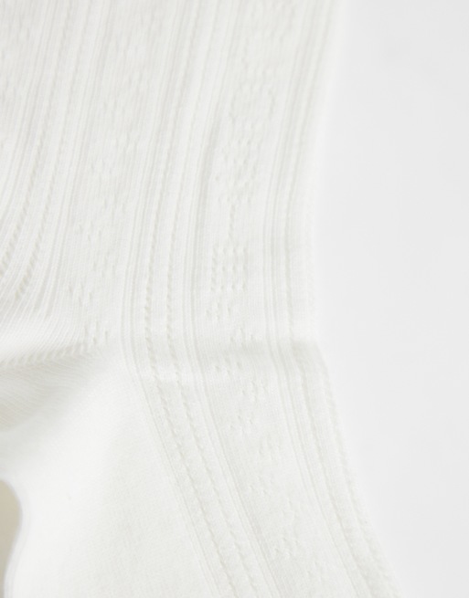 Lacoste long pointelle socks in white, 2 of 3