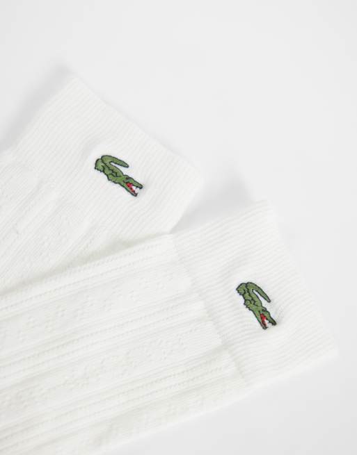 Lacoste long pointelle socks in white, 3 of 3