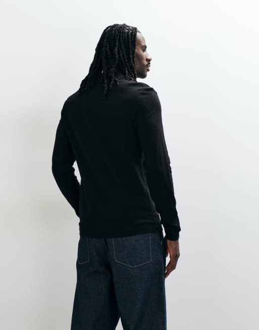 Lacoste long sleeve logo polo shirt in black, 5 of 5