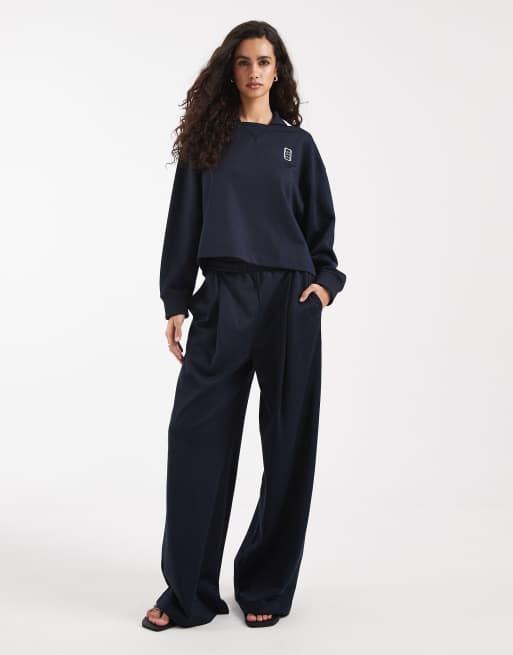 Lacoste long sleeve logo polo sweatshirt in navy (part of a set), 3 of 4