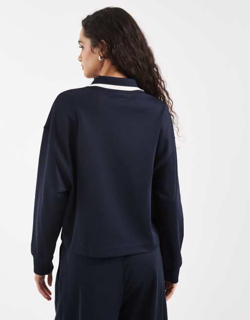 Lacoste long sleeve logo polo sweatshirt in navy (part of a set), 4 of 4