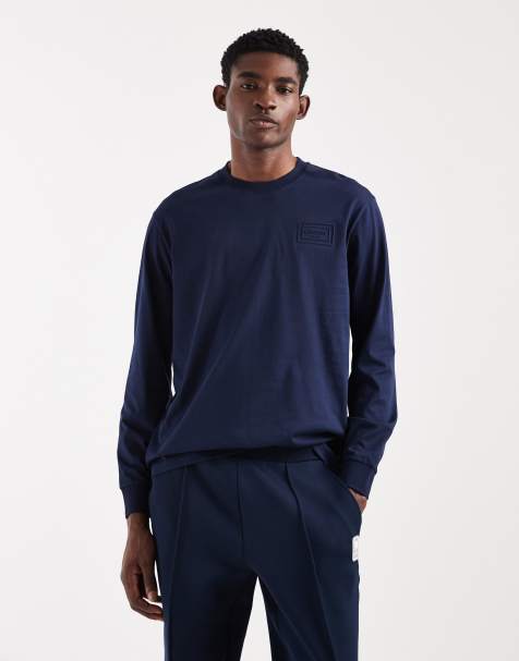 Lacoste long sleeve logo t-shirt in navy - view 1