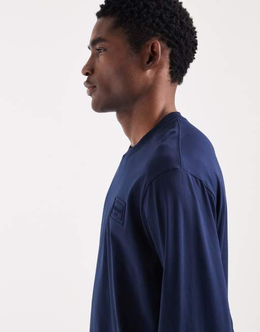 Lacoste long sleeve logo t-shirt in navy, 4 of 5