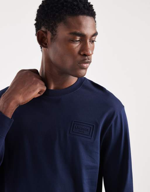 Lacoste long sleeve logo t-shirt in navy, 5 of 5