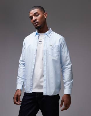 Lacoste Long Sleeve Oxford Shirt In Blue