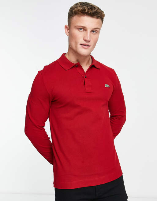 Lacoste red shop long sleeve polo