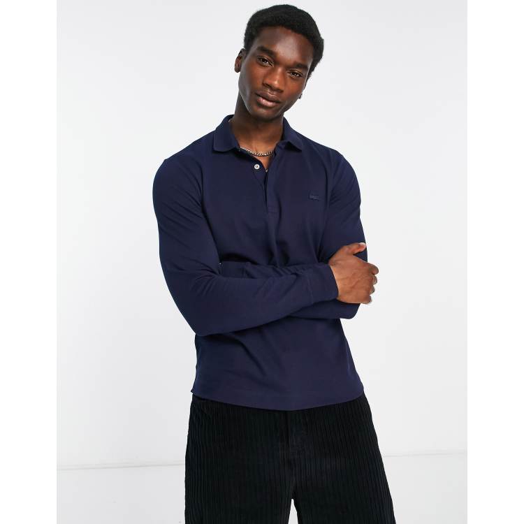 Lacoste long sleeve polo shirt in navy