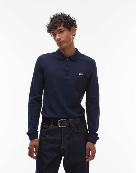 Lacoste long sleeve polo shirt in navy
