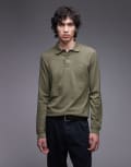 [Lacoste] Lacoste long sleeve polo shirt in olive-Green Chest 38-40 Olive