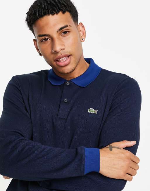 Lacoste long hotsell sleeve polo blue