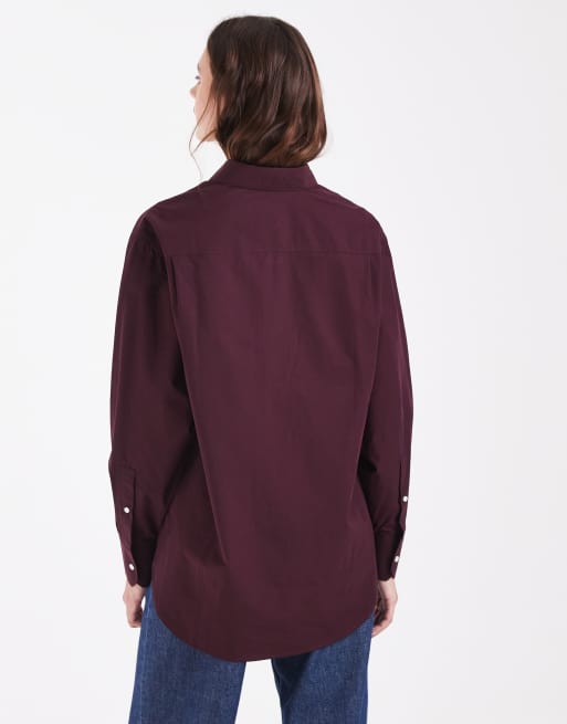 Lacoste long sleeve poplin shirt in burgundy, 2 of 4
