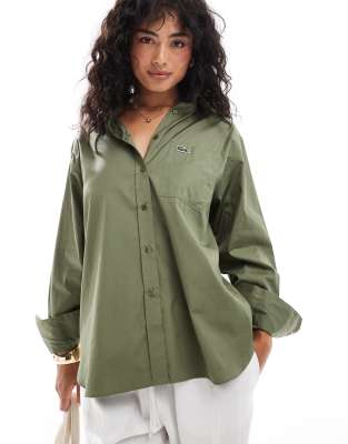 Lacoste Lacoste long sleeve shirt in khaki-Green