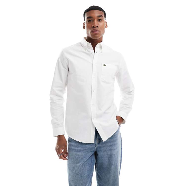 Camiseta Lacoste Regular Fit Logo Stripe Hombre Blancas Men Las