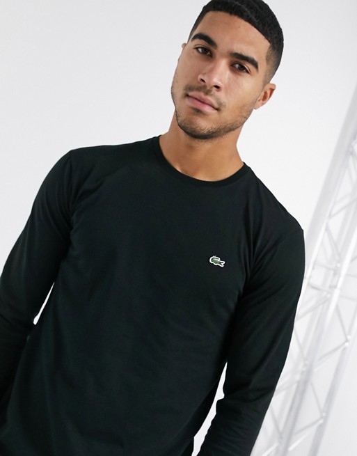 Lacoste long sleeve top with croco logo in black