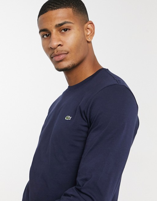 Lacoste long sleeve top with croco logo in navy