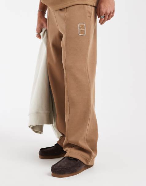 Lacoste loose fit drawstring logo trackies in brown (part of a set) - view 1