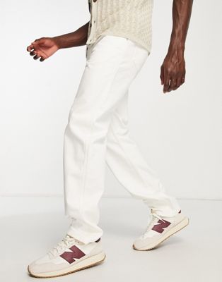 Lacoste loose fit five pocket denim jeans in white