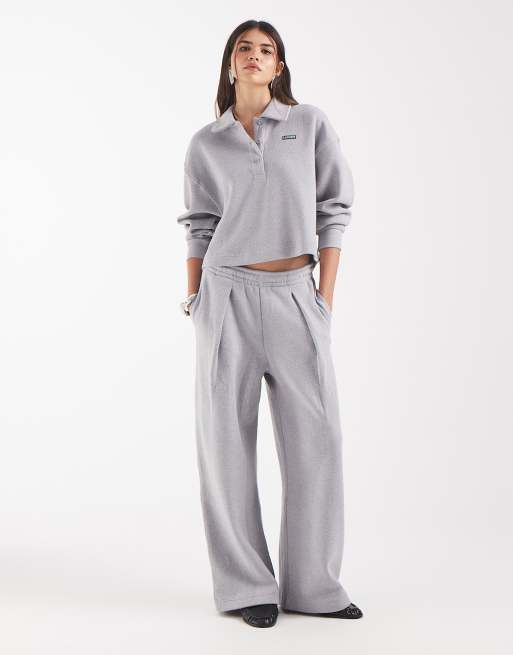 Lacoste loose fit ribbed interlock co-ord trousers in grey, 2 of 5