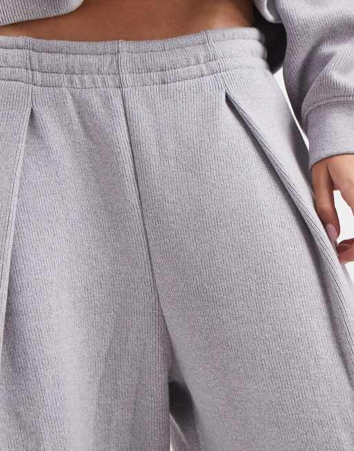 Lacoste loose fit ribbed interlock co-ord trousers in grey, 4 of 5