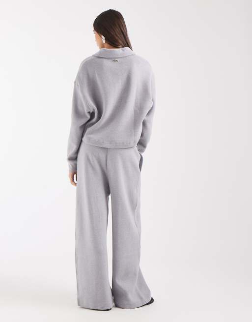 Lacoste loose fit ribbed interlock pants in grey (part of a set), 3 of 5