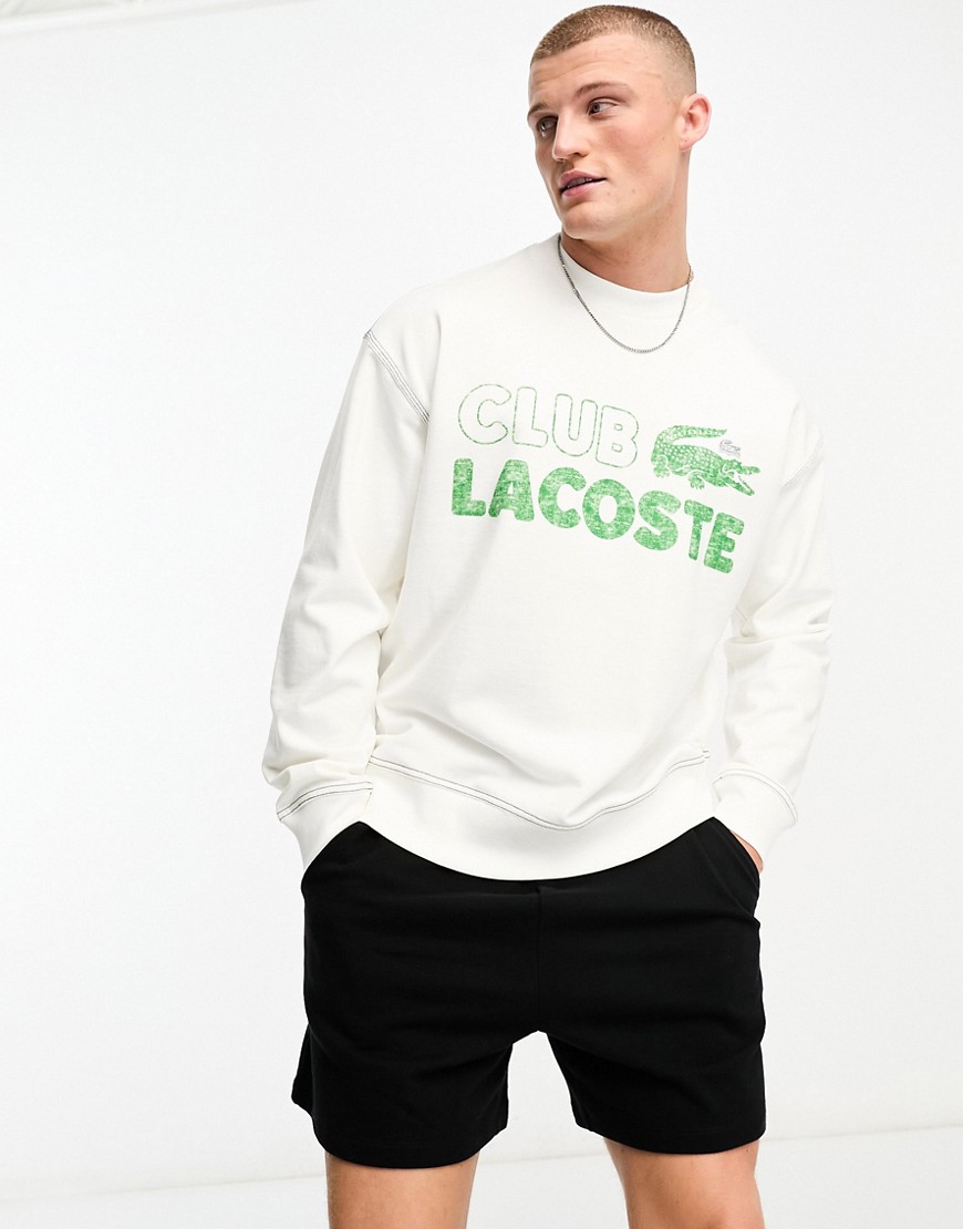 lacoste loose fit sweatshirt in white