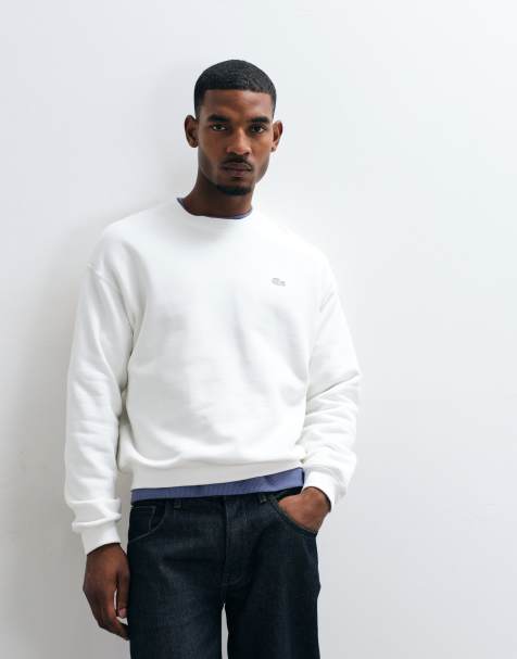 Lacoste loose fit sweatshirt in white  - view 1