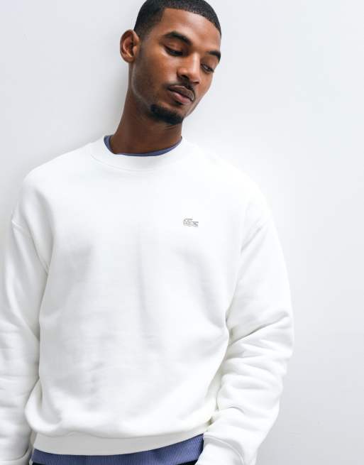 Lacoste loose fit sweatshirt in white , 2 of 5