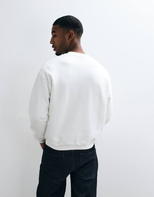 Lacoste loose fit sweatshirt in white , 4 of 5
