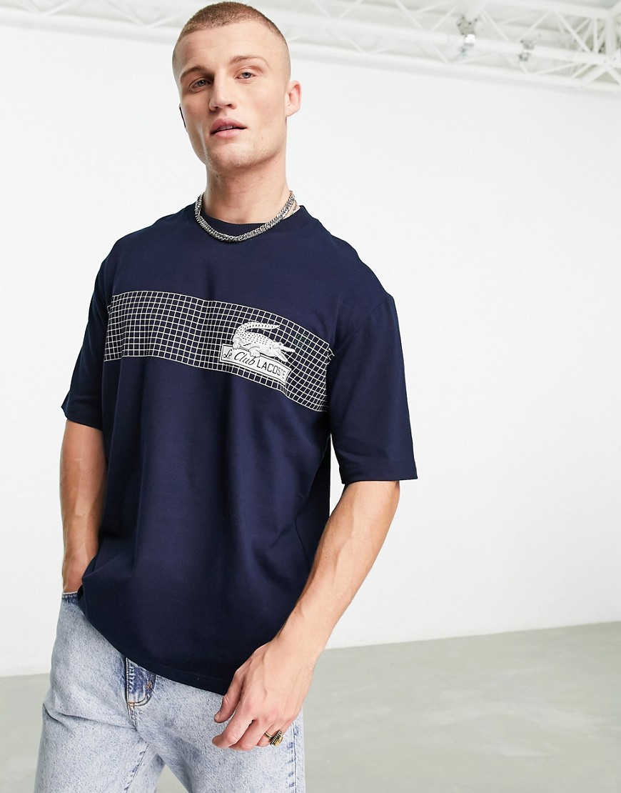 Lacoste loose fit t-shirt in navy with front graphics
