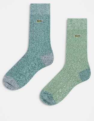 Lacoste - Lot de 2 paires de chaussettes côtelées - Vert