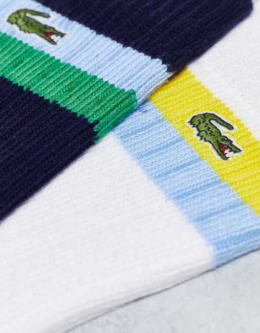 Lacoste - Lot de 2 paires de chaussettes de sport côtelées - Blanc et bleu marine, 3 de 4