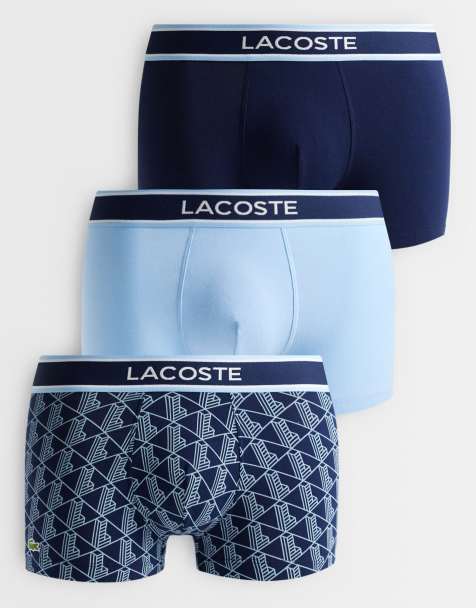 Lacoste lot de 3 boxers en coton à imprimé monogramme bleu marine - view 1